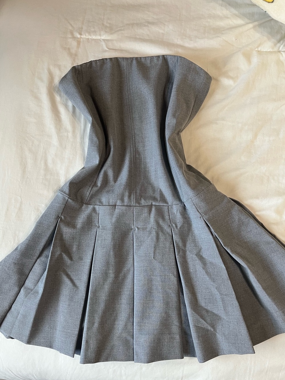 Christian Lacroix Strapless Pleated Gray Cocktail Dress